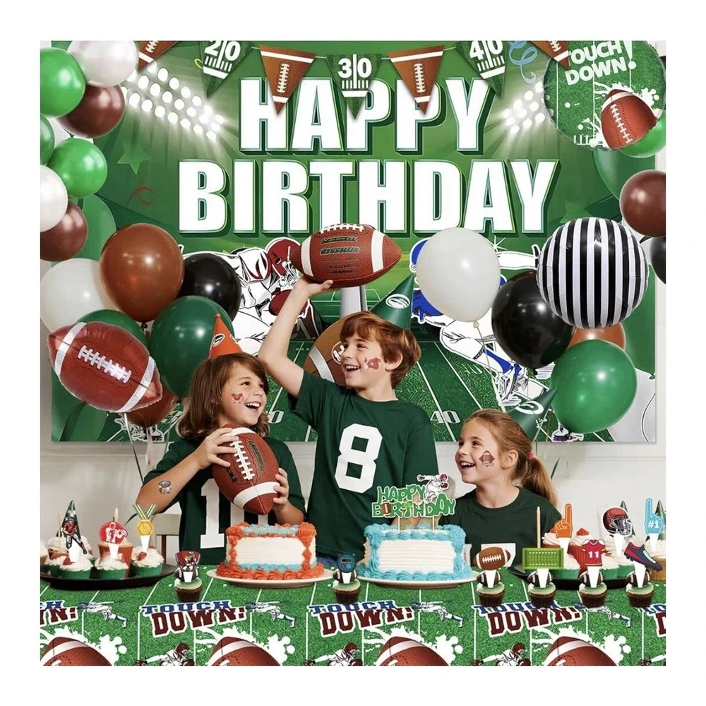 Football Birthday Party Supplies Banner Tablecloth Backdrop Balloons Cake Topper